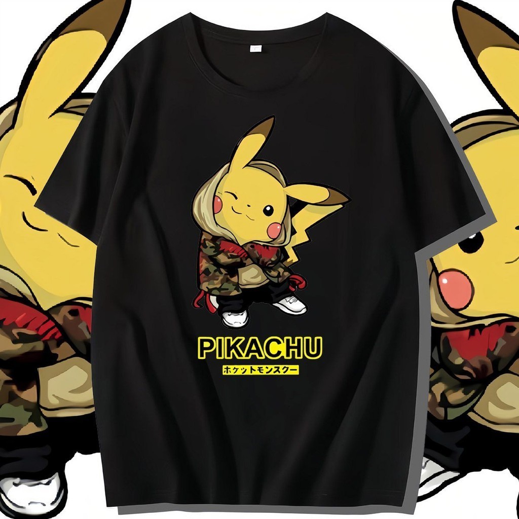 Kartun versi Korea dapat disesuaikan bersama katun populer pria dan wanita leher bulat ukuran besar 