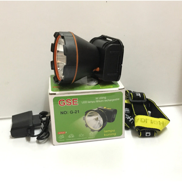 SENTER KEPALA LITHIUM LED LAMPU KUNING G-21