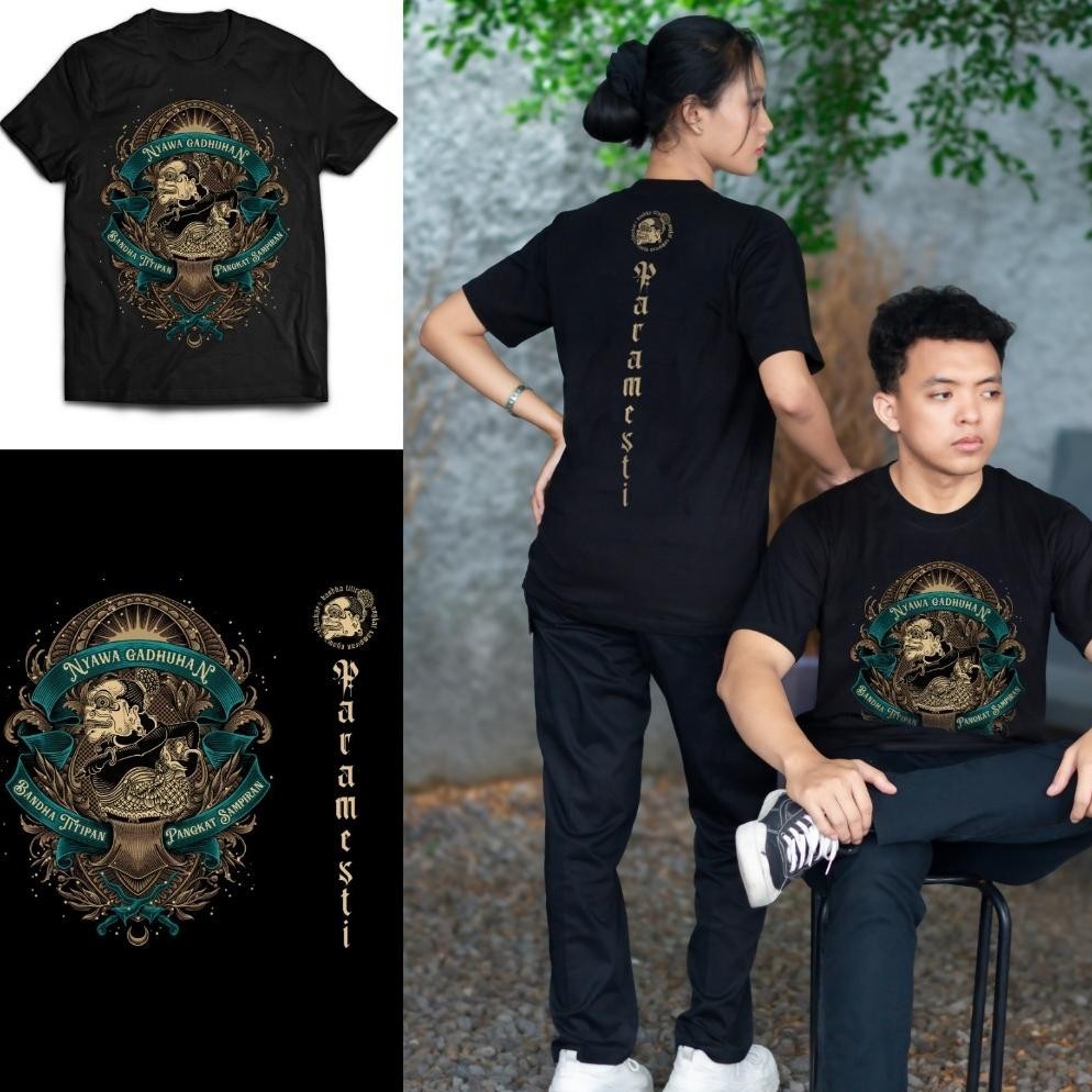 Terbaru Baju Kaos Paramesti Kaos Jawa Wayang Bagong T-Shirt Budaya Jawa Pria Pitutur Filsafat Premiu