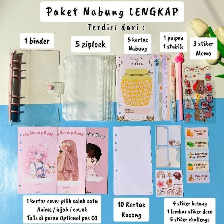 

ORIGINAL Paket binder nabung a6/ binder keuangan murah viral / binder a6 / binder sequin binder daisy binder hologram binder transparant / zipper / ziplock a6 ew-45