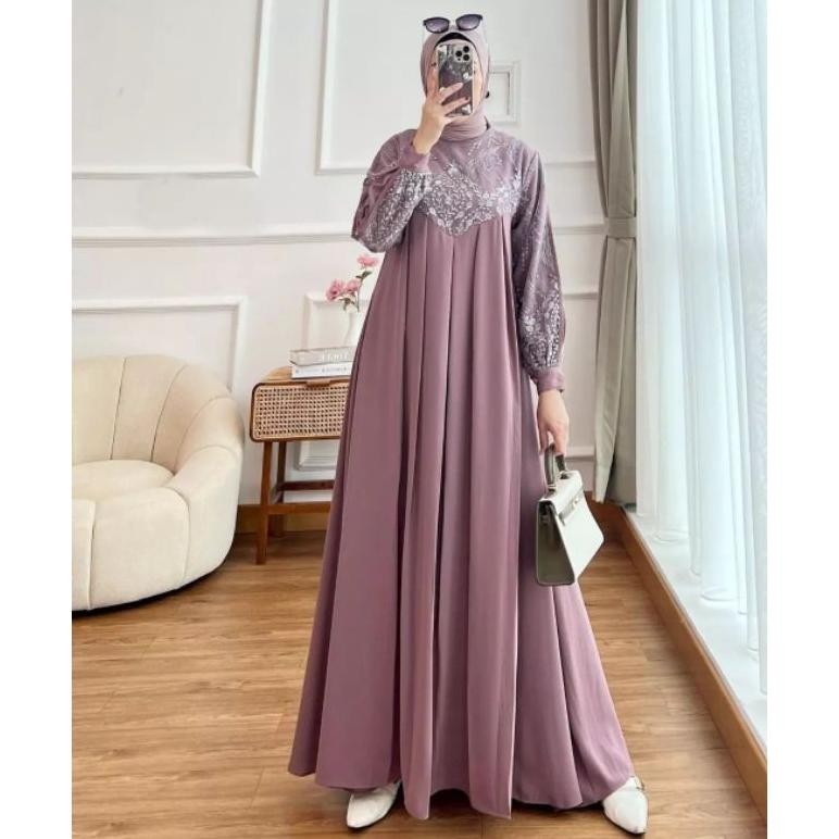Gamis Wanita Remaja Kekinian Pesta Mewah Elegan Lebaran Dress Kondangan Buat Mewah