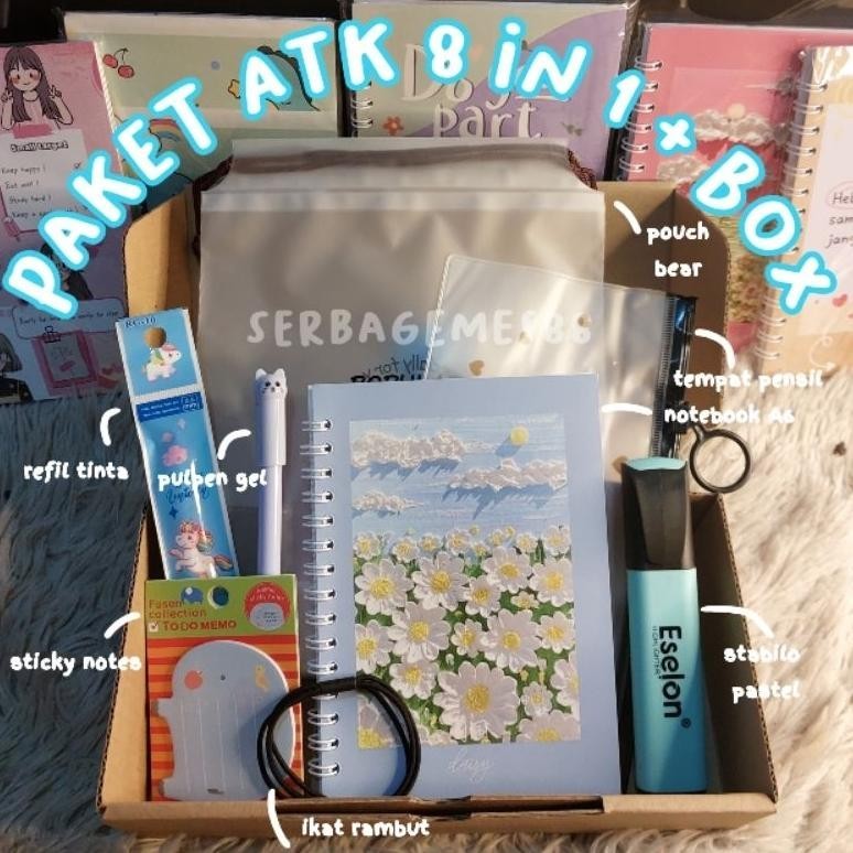 

8.8 Serbagemes88 - Paket Alat Tulis 8In1 / Stationery Set Hadiah Lucu / Hampers Kado Gift Box / Alat Tulis Set / Paket Alat Tulis / Sekolah / Stationery Set Fancy / Stationery Set Aesthetic / Kado Unik Untuk Perempuan Dan Laki Laki / Buku Tulis Hig