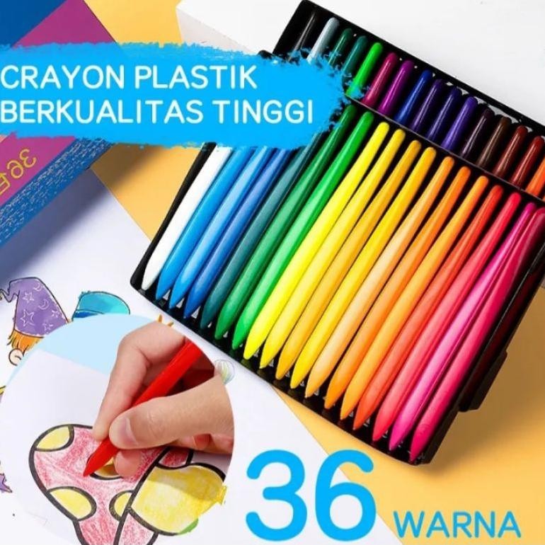 

Flash Sale Krayon Plastik Tidak Megotori Tangan 12/24/36 Warna Hig Quality