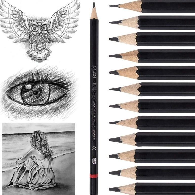 

Hot 12Pcs/Set Drawing Pencil Set 2H-8B Sketch Pencil Set Pensil Sketsa Set Pensil Gambar Lengkap Garansi