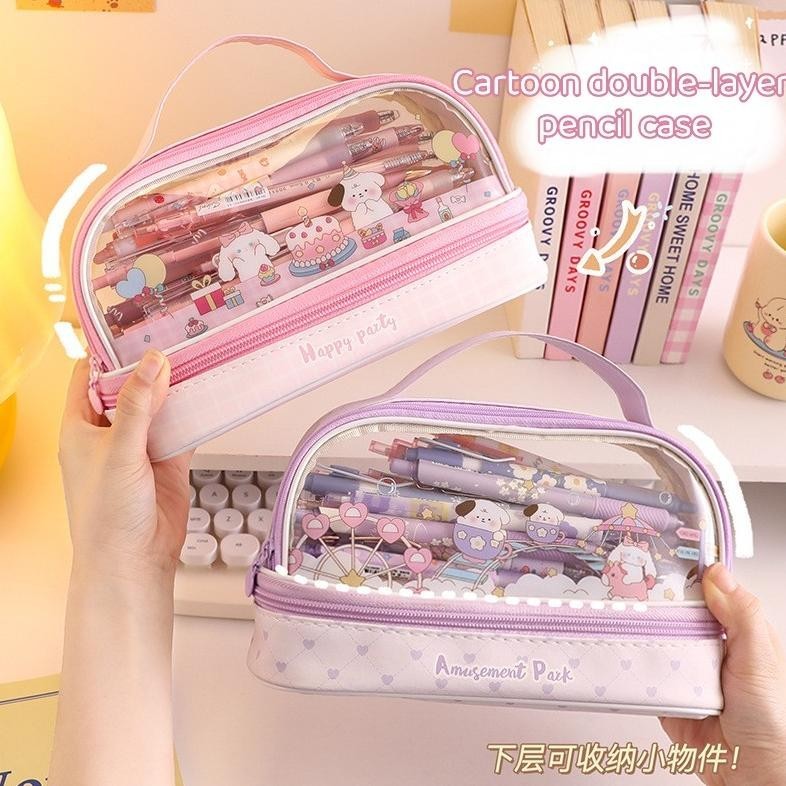 

Murah Kawaii Pencil Case Double Layer Large Capacity Pen Bag Cartoon Portable Pencil Box School Student Supplies Stationary Organizer Yui-7