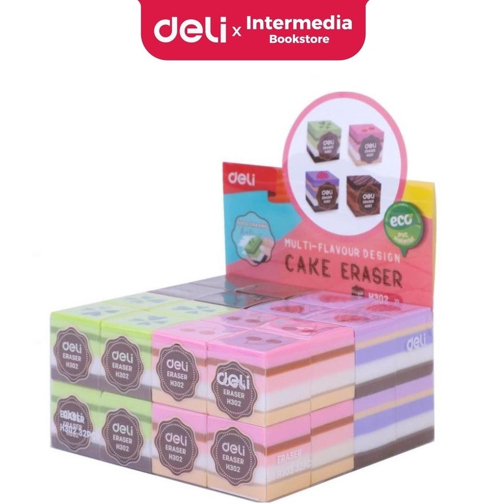 

Deli Multi-flavor Cake Eraser EH302 Penghapus Berbentuk Kue 4 Warna Bahan PVC Ramah Lingkungan