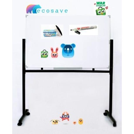 

Whiteboard Standing Double Face 100x150 cm Magnetic EcoSave