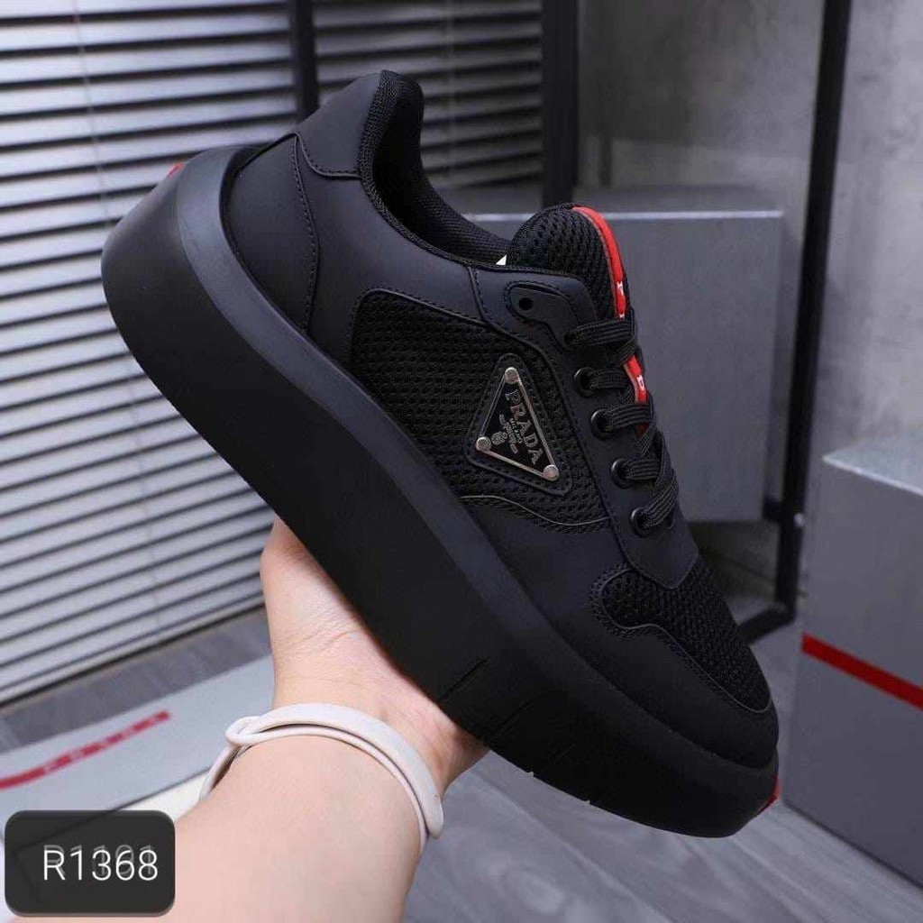 SEPATU TALI PRIA KULIT ASLI FULL 100% HITAM BLACK PRADA SEPATU IMPORT KASUAL PRIA FORMAL SEPATU TING