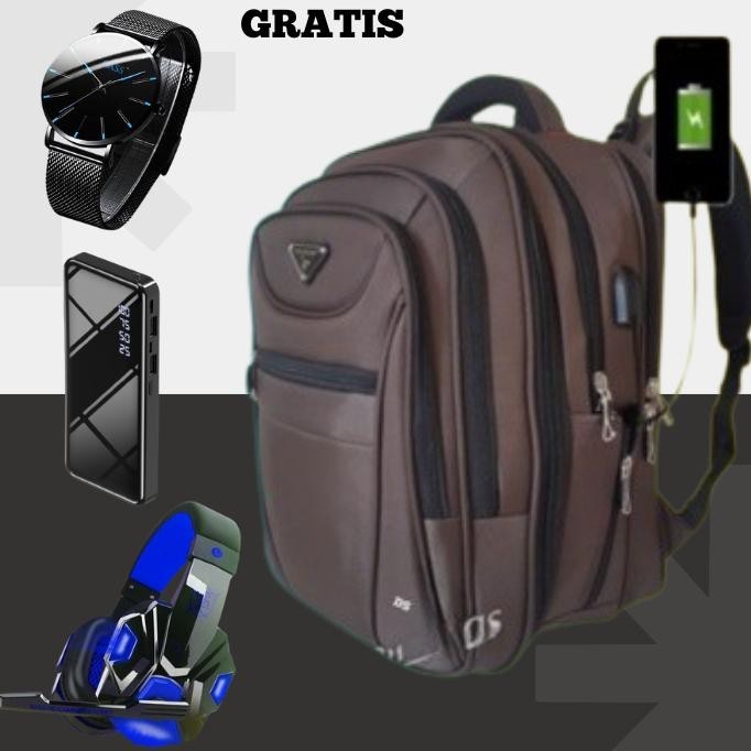 ORIGINAL ( FREE 3 HADIAH GRATIS ) POLO MILANO 20 inch Ransel Kerja Tas sekolah Kunci Usb Port 0RIGIN