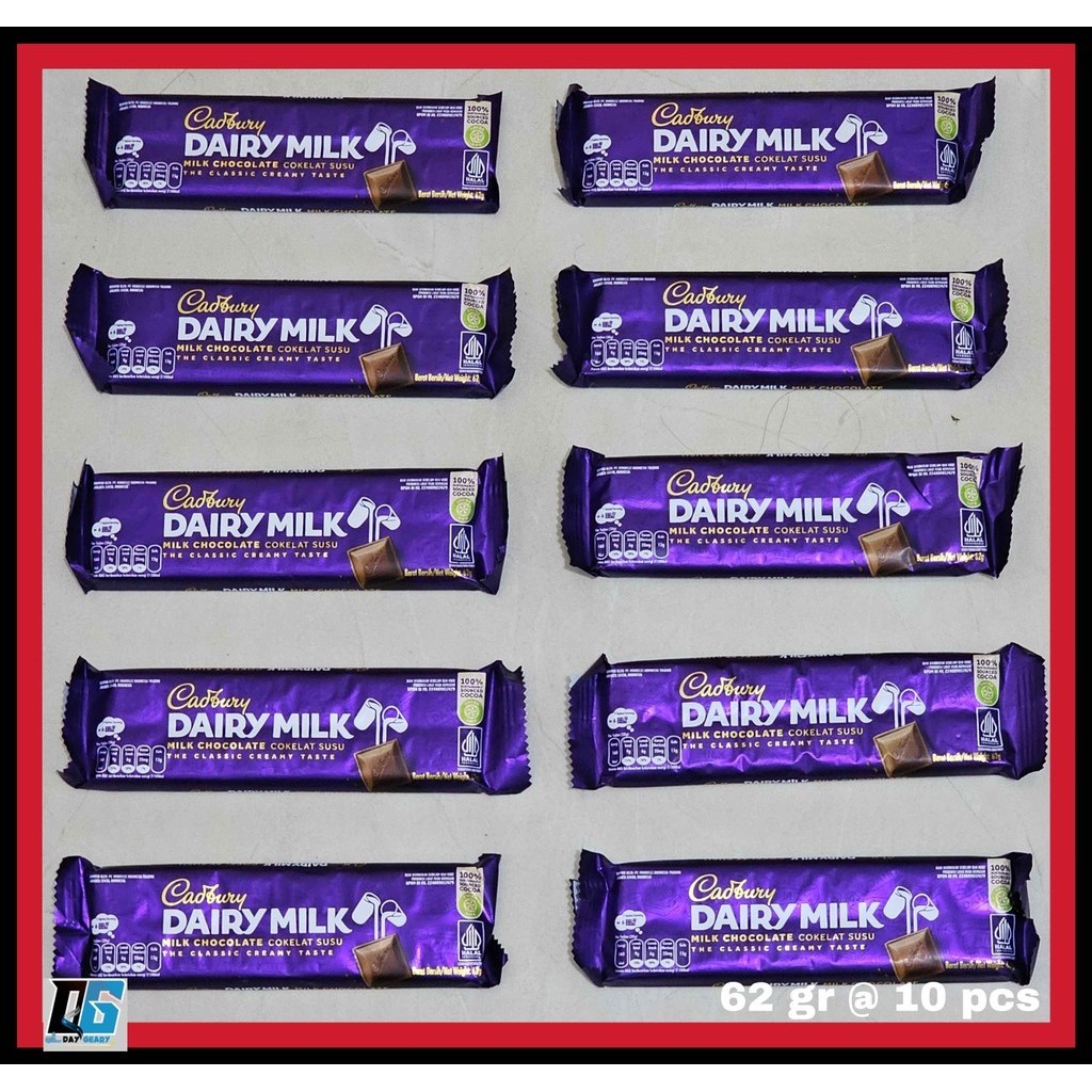 

Coklat Cadbury Diary Milk 62 gr - 10 pcs, Promo Gratis Ongkir Extra - Expired April 2025