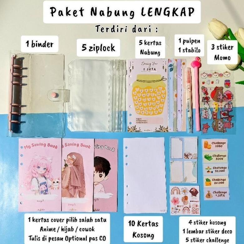 

SPECIAL Paket binder nabung a6/ binder keuangan murah viral / binder a6 / binder sequin binder daisy binder hologram binder transparant / zipper / ziplock a6 df-8
