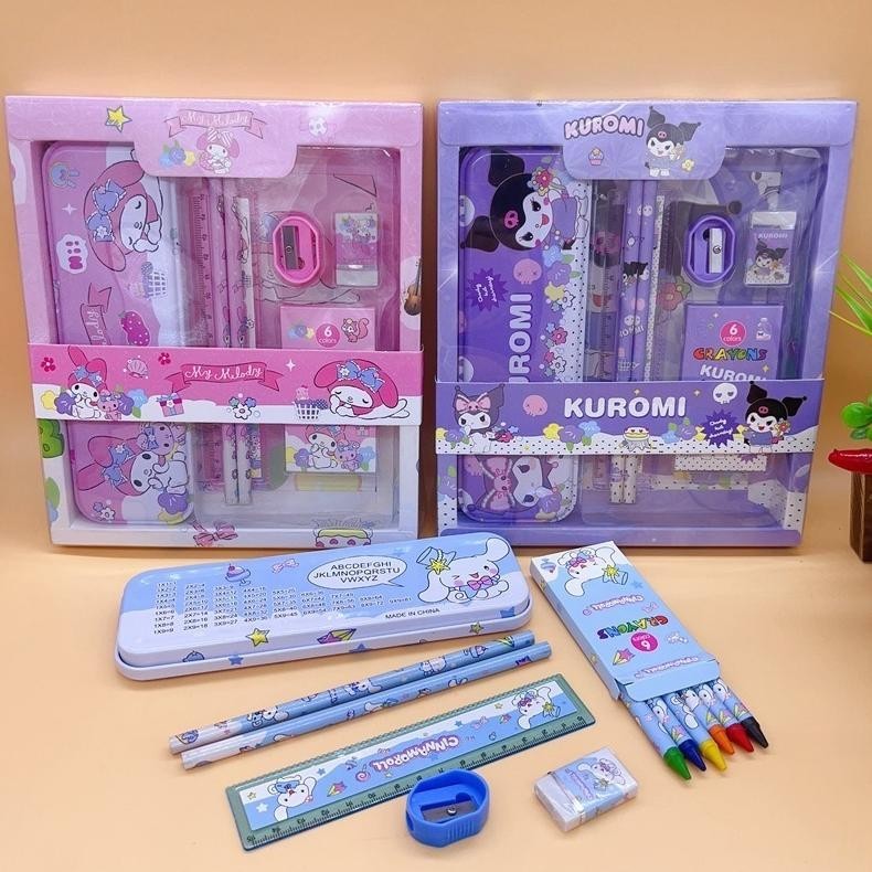 

TERLARIS 7 in 1 Stationery Set Sanrio / Kotak Pensil Anak / Alat Tulis Set Karakter Kuromi / Kado Anak ATK g-24