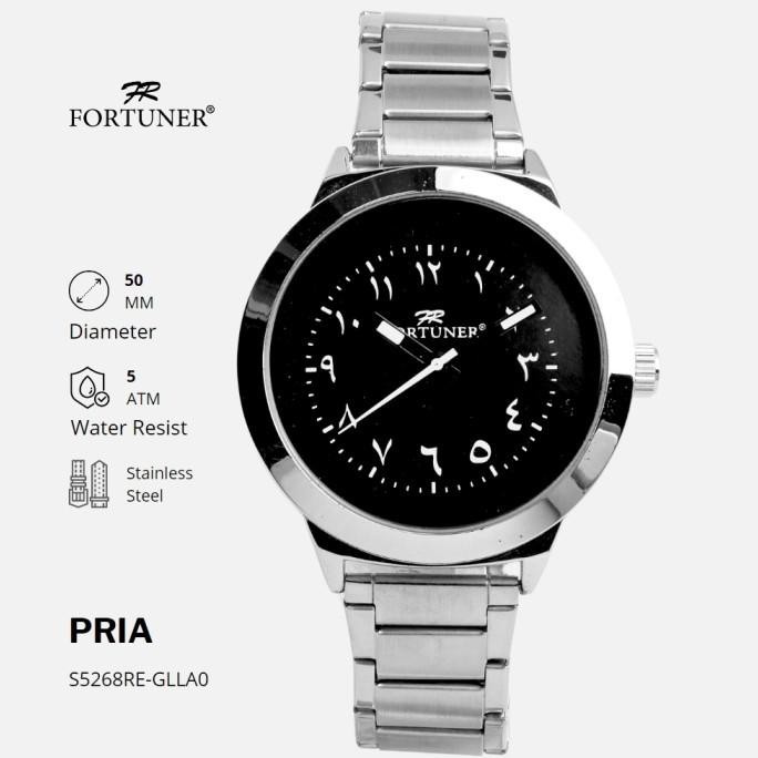 Jam Tangan Pria Original Fortuner Analog Angka Arab Tahan Air Rantai Akmal