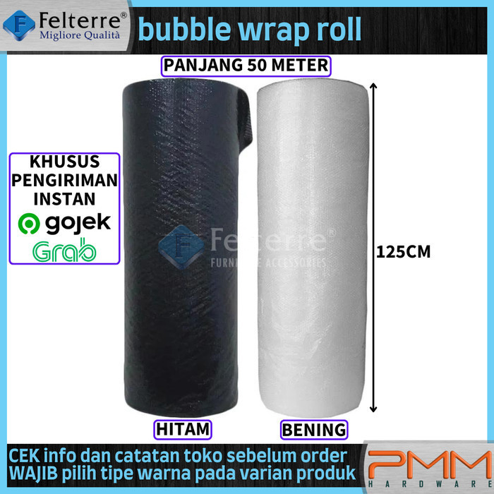 

SALE bubble wrap roll FELTERRE plastik buble hitam bening pengaman paket