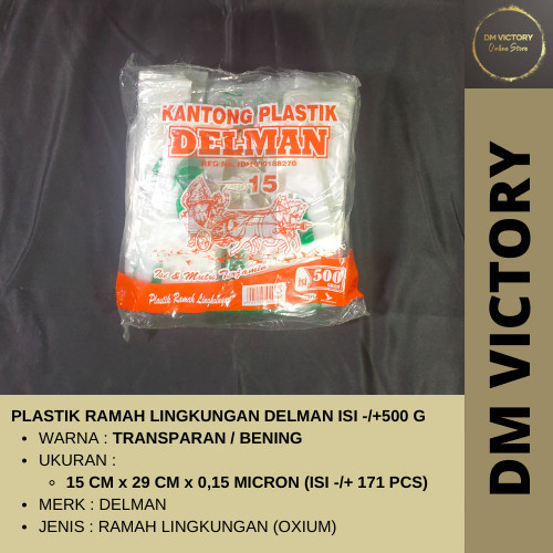 

HARGA DISKON Kantong Plastik / Kresek Transparan Ramah Lingkungan DELMAN @500gr