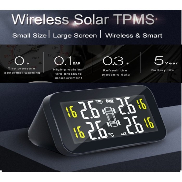 NEW SERIES SOLAR TPMS LARGE SCREEN TIRE PRESSURE PENGUKUR TEKANAN ANGIN BAN MOBIL ORIGINAL QUALITY