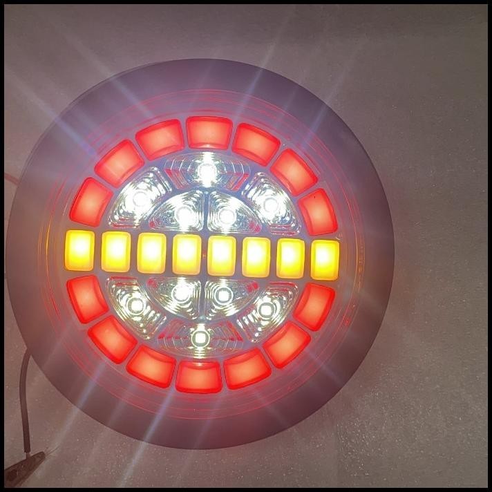 TERMURAH STOP LAMP LAMPU BELAKANG TRUK 24 VOLT MODEL BULAT 32 LED 