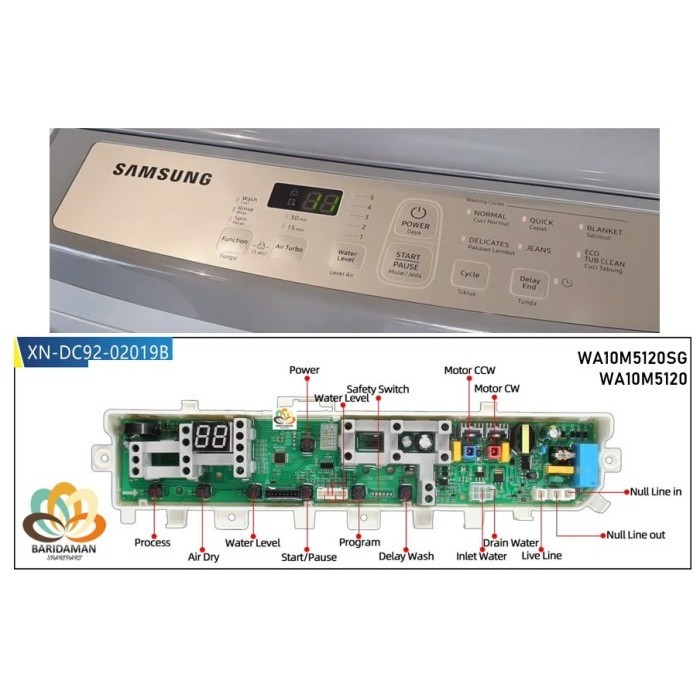 MODUL PCB MESIN CUCI SAMSUNG WOBBLE WA10M5120SG WA10M5120 DC92-02019B