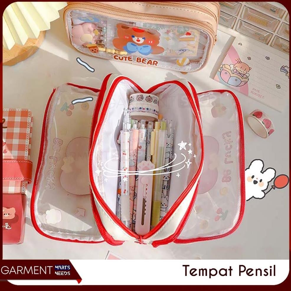 

BISA COD Tempat Pensil Lucu Anak Transparan Kotak Pencil Dompet Besar Karakter Motif Pouch Stationary Resleting Serbaguna at-113