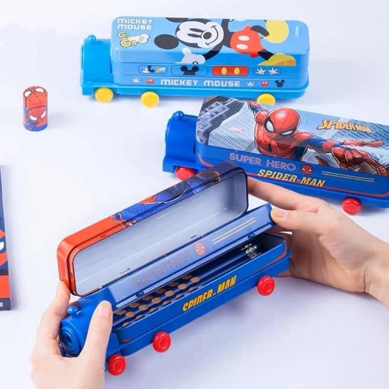 

TERLARIS disney pencil case train shape two layers kotak pensil bentuk kereta dua tingkat dengan serutan rt-69