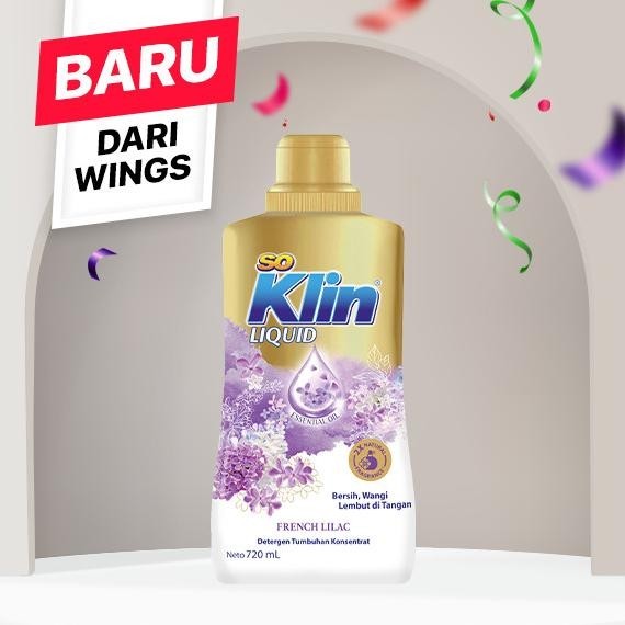 Soklin Deterjen Cair French Lilac Wangi & Lembut Di Tangan Botol 720 Ml