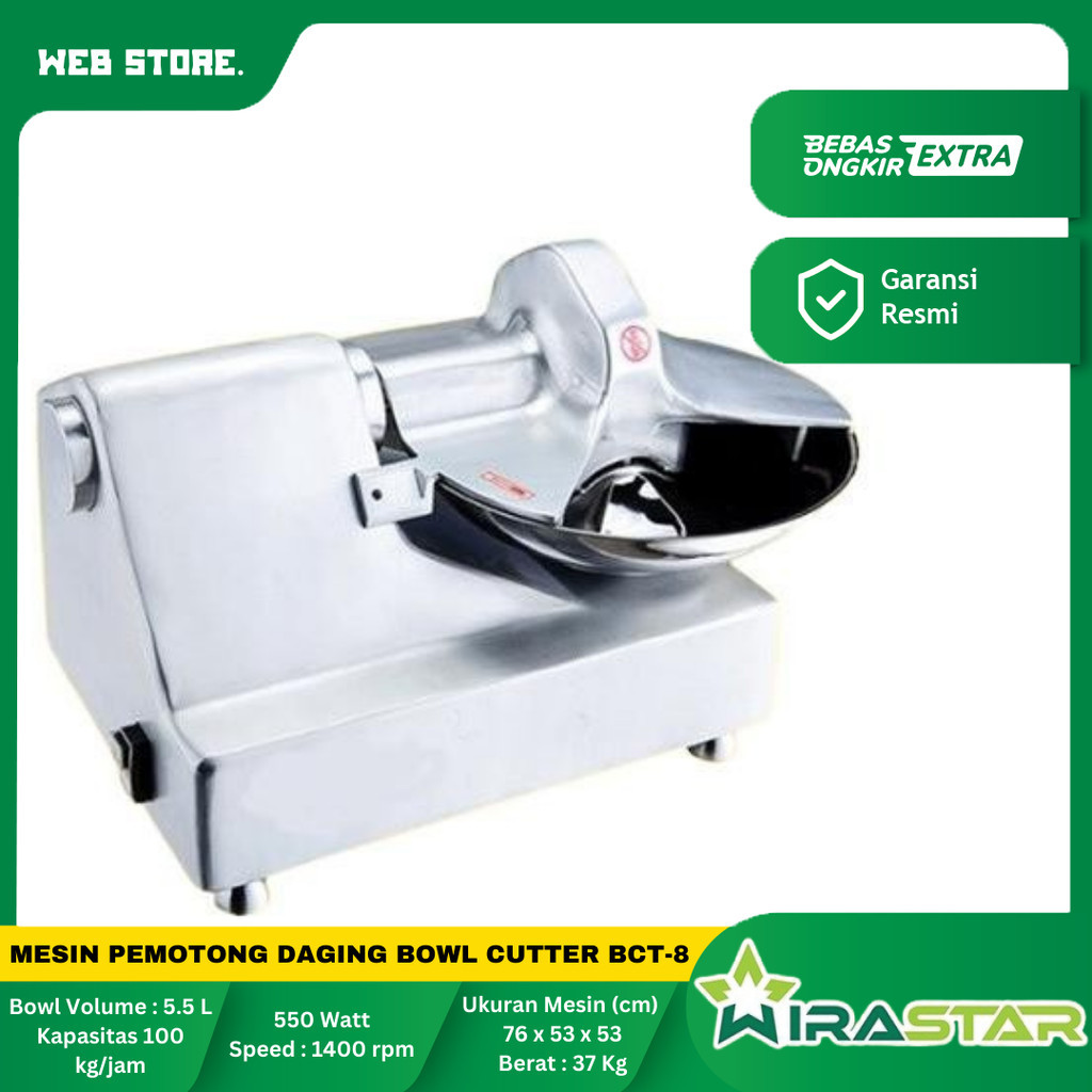 Mesin Bowl Cutter Mixer Adonan Bakso Pemotong Daging Penggiling Bakso Sosis 5.5L Bowl Cutter BCT-8 W