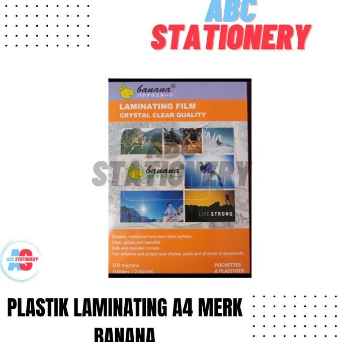 

Plastik Laminating A4 merk Banana (1 pak isi 100 pcs)