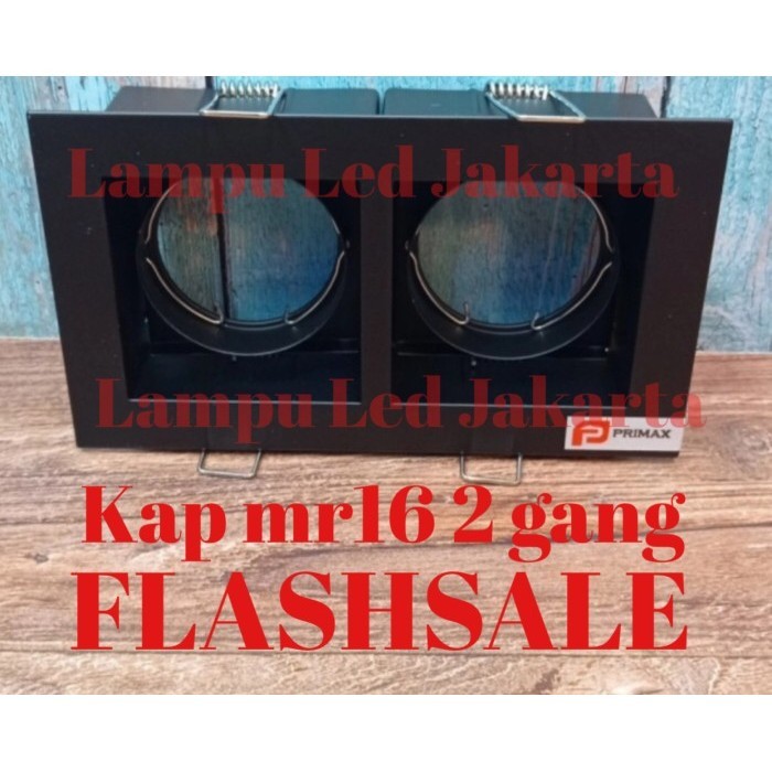 Sukaca - Kap Lampu Downlight Mr16 2Gang. Kap Spotlight Sorot 2Gang Mr16 Hitam