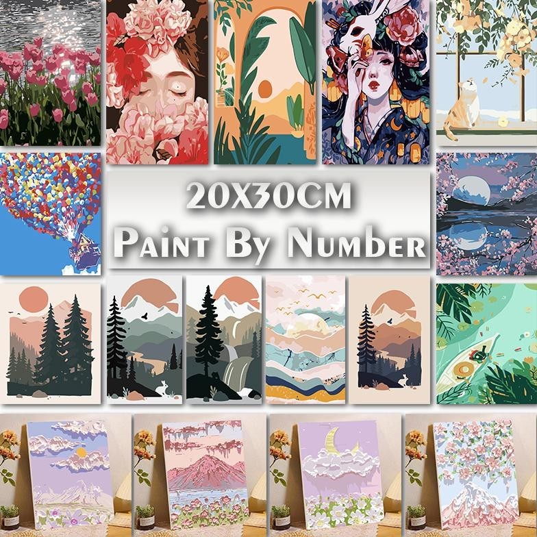 

BisaCod Paint By Number 20X30Cm Diy Paint Kit With Frame Digital Painting Landscape Cartoon Anime Series Original