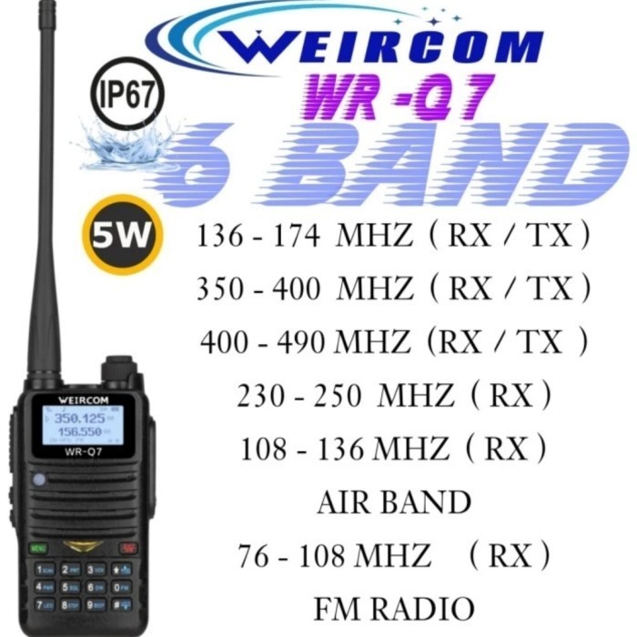 {SyaneShop} HT WEIRCOM WR Q7 TX 3 BAND RX 6 BAND IP67 UHF VHF UHF LOW BAND Diskon