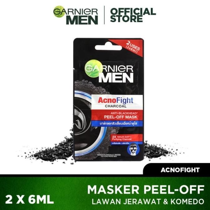 MASKER WAJAH GARNIER MEN ACNO FIGHT CHARCOAL. Anti Blackhead - 1 pcs