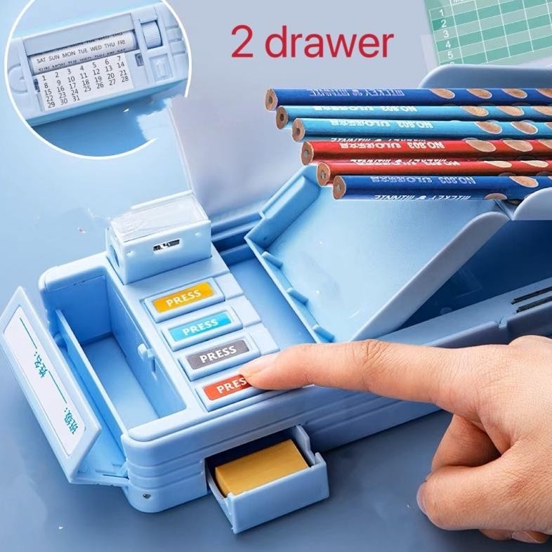 

Hj-45 Multifunction Pencil Box Kotak Pensil Multiguna Double Layer 2 Tingkat Termurah