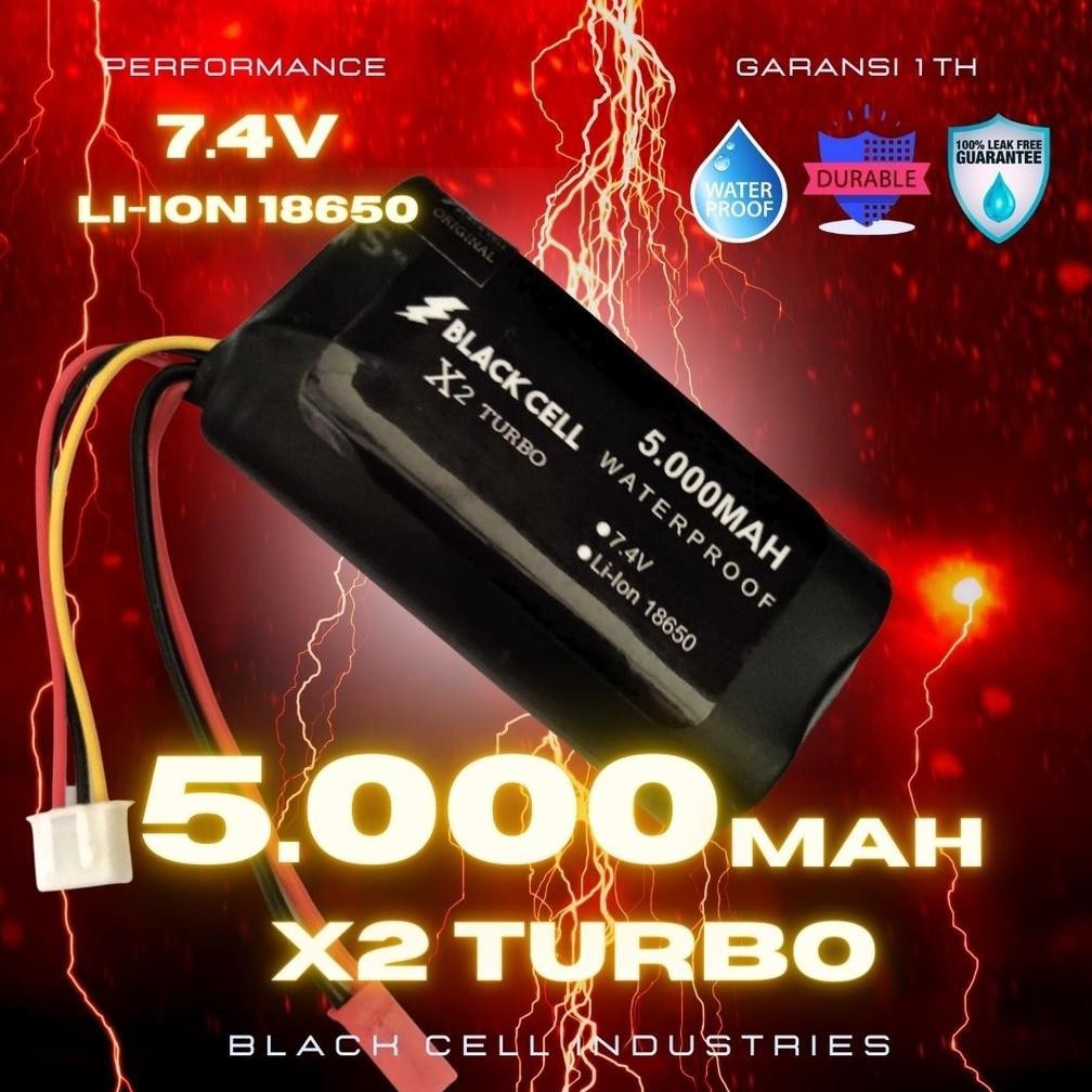 Promo X2 Turbo Black Cell 7.4V 5000Mah Li Ion 18650 Rc Battery Waterproof Original Batre Liion Remot