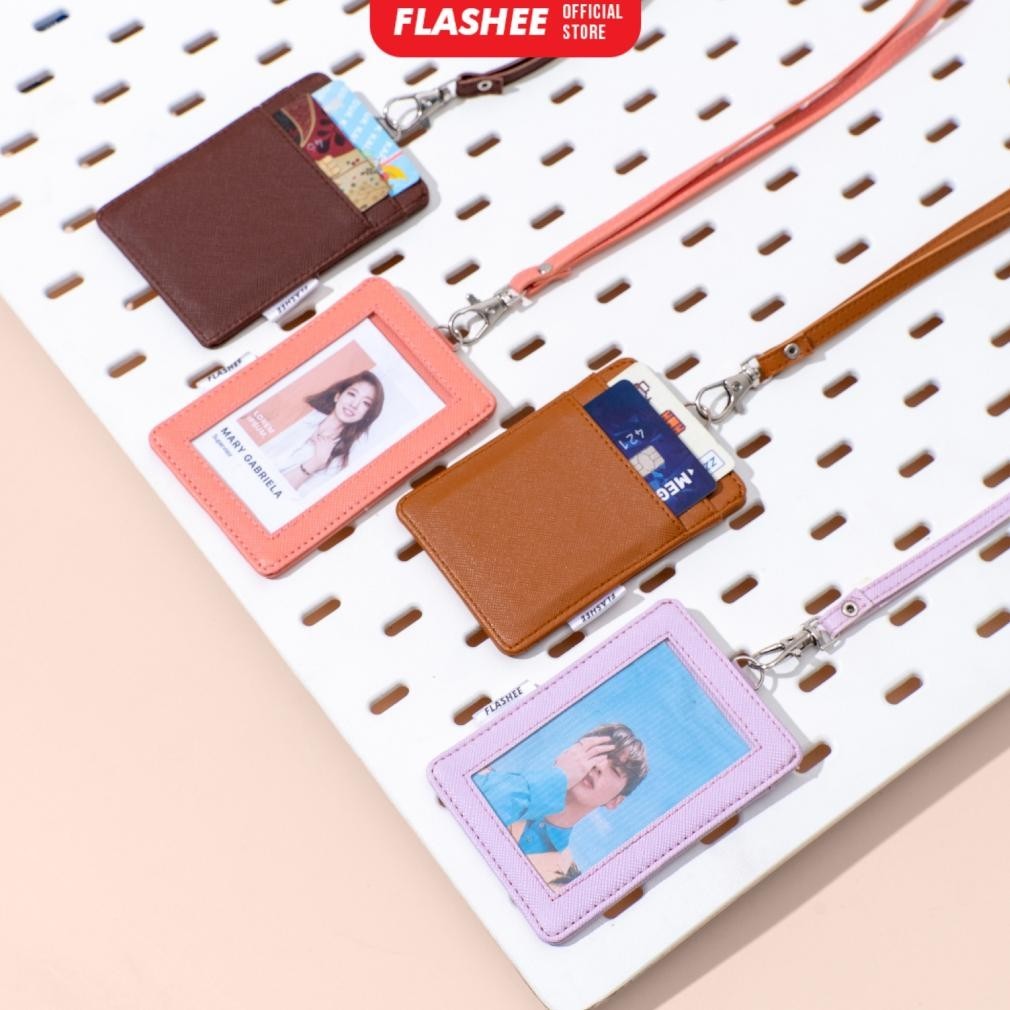 

100% Flashee Name Tag Id Card Holder Kulit Cole Lanyard Termurah Berkualitas Pu Leather Lanyard Nametag