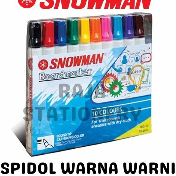 

Snowman Colour Whiteboard Marker 10 Warna / Spidol Warna Snowman