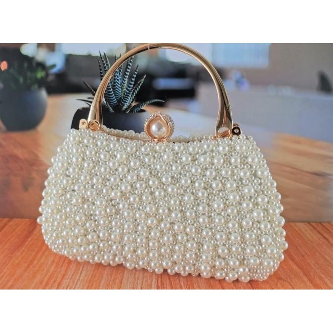 Tas Pesta Mutiara Mewah Kondangan Wanita Kristal Swarovski 7001