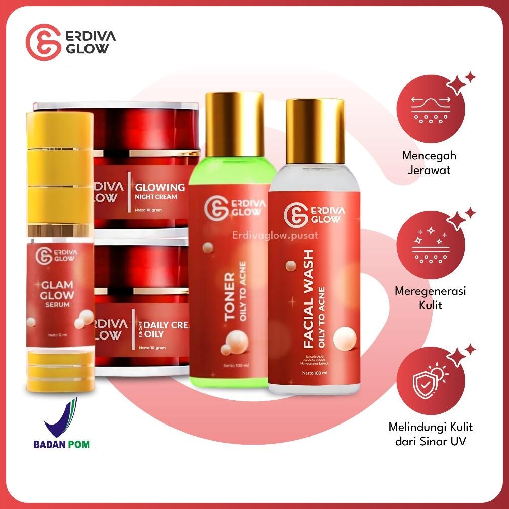 Paket Skincare Luxury Oily ErdivaGlow Super Glowing Atasi Kulit Berminyak Bpom