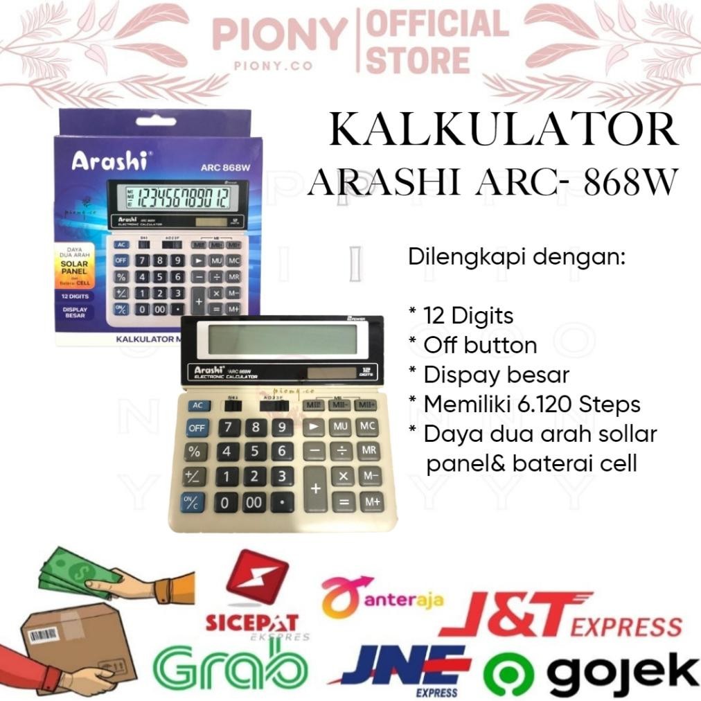 

Qig-1722 Kalkulator/ Arashi Arc/ Kalkulator Meja/Kalkulator Dagang/ Alat Hitung Arashi Arc 868W Dan 512B Display Besar , Mencapai 12 Digit Memiliki Daya Dua Arah/ Solar Panel Baterai Cell/ Baterai Ag10 Terbaru
