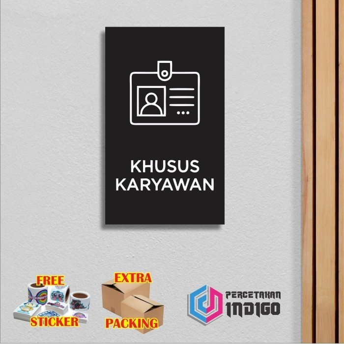 

Grosir Papan tanda sign board akrilik 15cmx25cm Khusus Karyawan Elegan