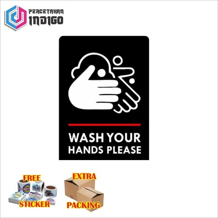 

Murah papan tanda sign board wash your hands please Keren