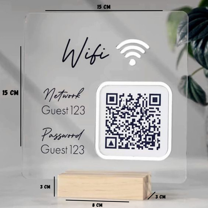 

Grosir Sign Holder Acrylic Scan QR WIFI Elegan