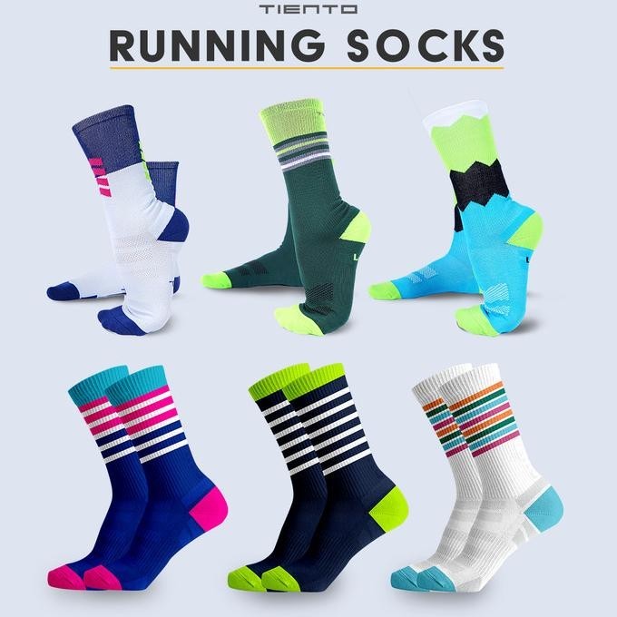 Tiento Compression Socks Sport Kaos Kaki Olahraga Running Gym Lari