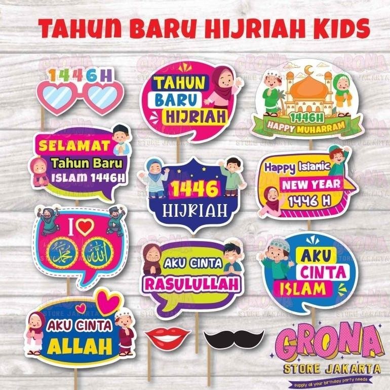 TERLARIS Acc Props Photobooth Tahun baru islam Kids / Photobooth Tahun baru Hijriah Kids be-120