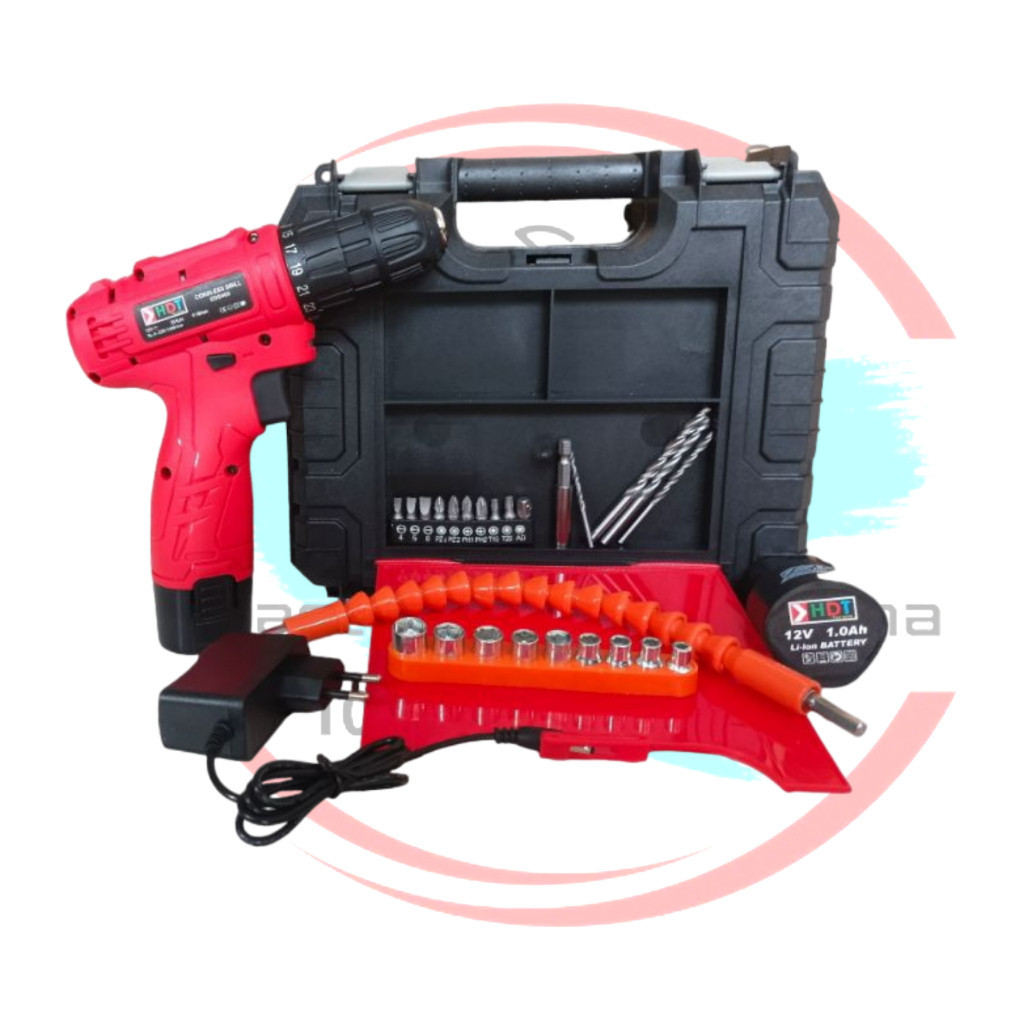 Original Mesin Bor Baterai Tangan / Cordless Drill Battery Hdt Cdd405 2 Battery