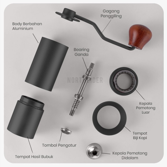 Hand Coffee Grinder Kopi Manual Metal Body Stainless Steel Burr Js-G2