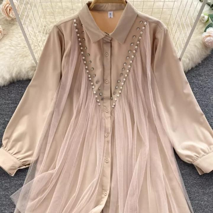 Bloss Cewek Terbaru 2024 Kemeja Kekinian Blouse Lengan Panjang Baju Atasan Wanita Kekinian Bj Bloes 