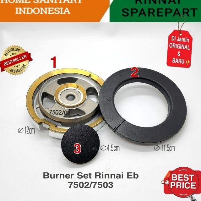 BURNER SET KOMPOR GAS TANAM RINNAI RB 7502 /7503 ORIGINAL .