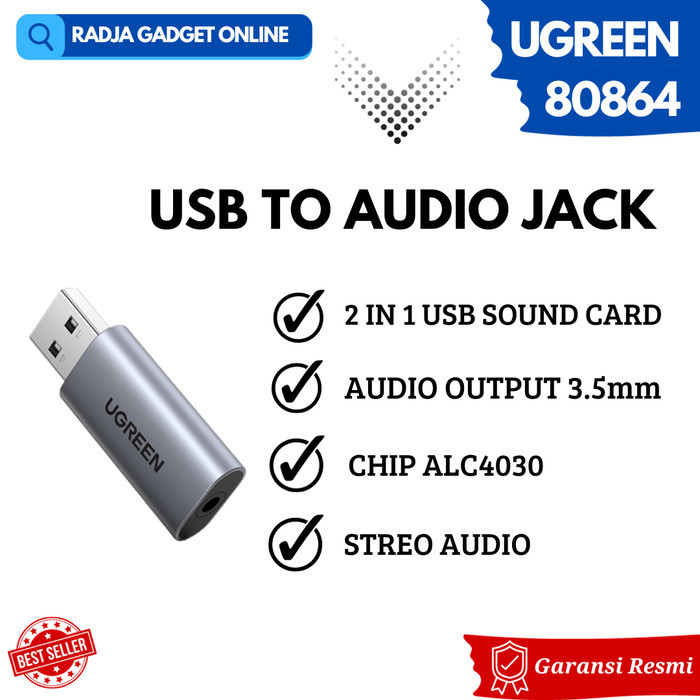 Terlaris Ugreen Adapter Audio Converter USB 2.0 To Jack 3.5mm 80864 SALE