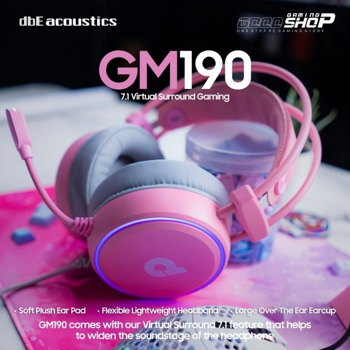 Terlaris dbE GM190 / GM-190 Pink Edition 7.1 Virtual Surround Gaming Headphone SALE