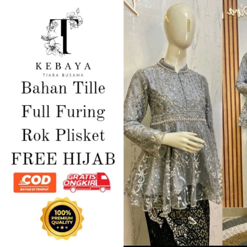 COD Free Hijab Set Kebaya Nagita Tille Payet Modern Wanita Hijab Rok Plisket Seragam Bridesmaids Kon